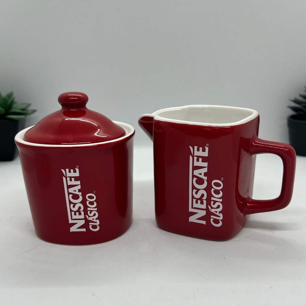Nestle Nescafé Clasico Coffee Sugar Creamer Ceramic Containers